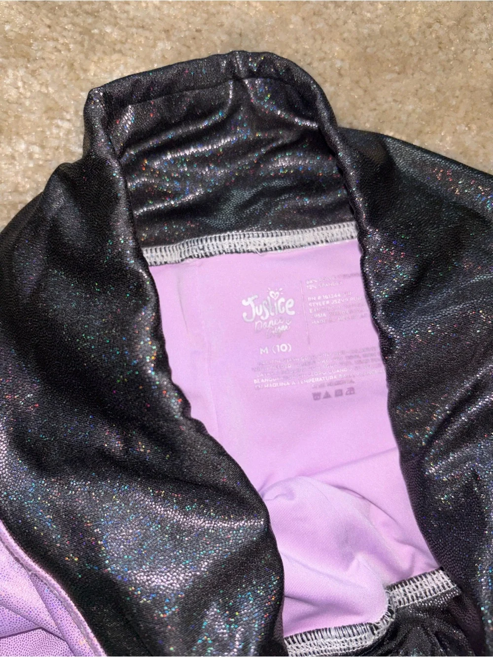 Justice Iridescent Black and Lilac Dance Shorts